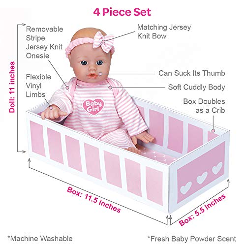 Adora Soft Baby Doll Girl, 11 inch Sweet Baby Girl, Machine Washable (Amazon Exclusive) 1+