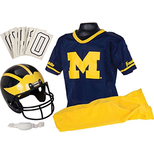 Franklin Sports NCAA Michigan Wolverines Kids College Football Uniform Set - Youth Uniform Set - Includes Jersey, Helmet, Pants - Youth Medium
