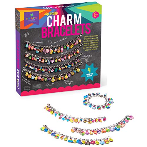 Craft-tastic — DIY Puffy Charm Bracelets Craft and Activity— Make Your Own Jewelry Kit for Kids — Ages 6+