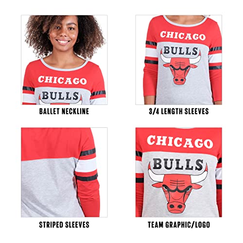 Ultra Game NBA Chicago Bulls Womens Sleepwear Super Soft Hacci Pajama Loungewear Pants, Heather Gray, Large