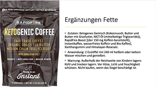 Rapid Fire High Performance Keto Coffee Pods, Supports Energy and Metabolism, Weight Loss, Ketogenic Diet 16 Single Serve K-Cup Pods,