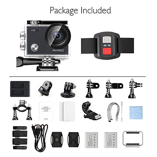 AKASO V50X Native 4K30fps WiFi Action Camera with EIS Touch Screen 4X Zoom Web Camera 131 feet Waterproof Camera Support External Mic Remote Control Sports Camera with Helmet Accessories