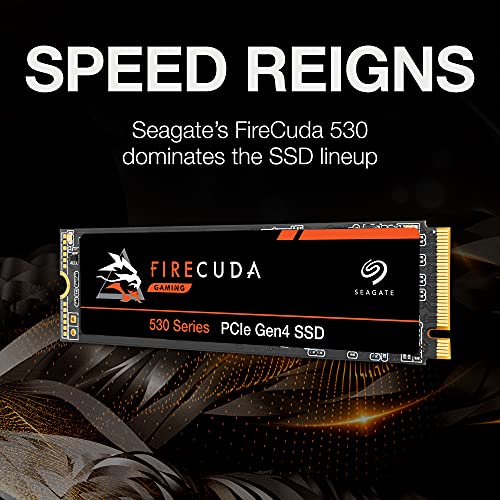Seagate FireCuda 530 500GB Solid State Drive - M.2 PCIe Gen4 ×4 NVMe 1.4, speeds up to 7300 MB/s, Compatible PS5 Internal SSD, 3D TLC NAND, 1275 TBW, 1.8M MTBF, 3yr Rescue Services (ZP500GM3A013)