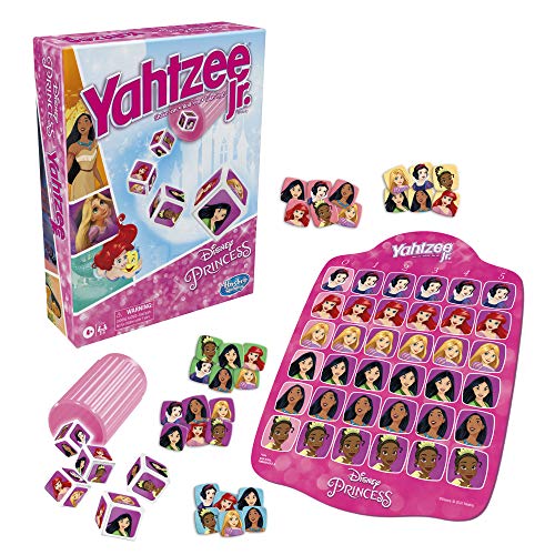 Yahtzee Jr.: Disney Princess Edition Board Game for Kids Ages 4 and Up, For 2-4 Players, Counting and Matching Game for Preschoolers (Amazon Exclusive)