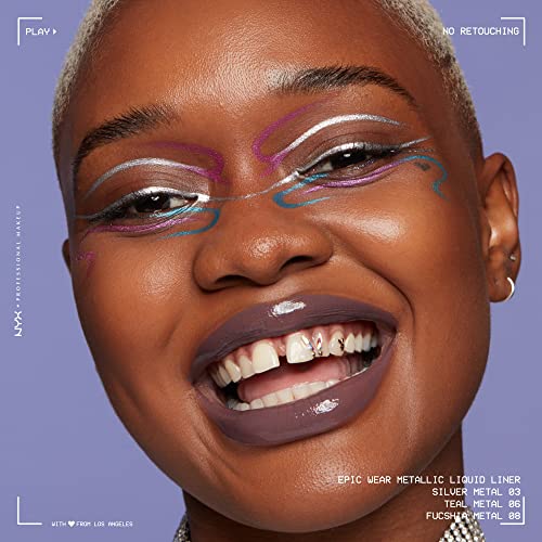 NYX PROFESSIONAL MAKEUP Epic Wear Metallic Liquid Liner, Long-Lasting Waterproof Eyeliner - Teal Metal