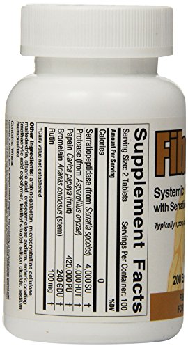 Naturally Vitamins Fibrozym Systemic Protease Supplement with Serratiopeptidase, 200 Tablets, N10051