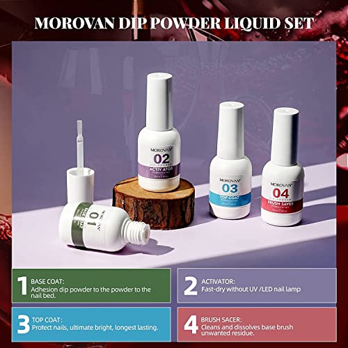 30Pcs Dip Powder Nail Kit Starter-Morovan 18 Colors Dip Powder Pure Glitter Nail Dipping Powder Set with Electric Nail Drill Machine Dipping Powder for Beginners or Professional DIY at Home