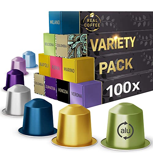 Mixed Variety Pack for Nespresso | 100 Test Winning Aluminum Capsules | 9 Distinctive Italian Flavors | 100% Nespresso Compatible Pods