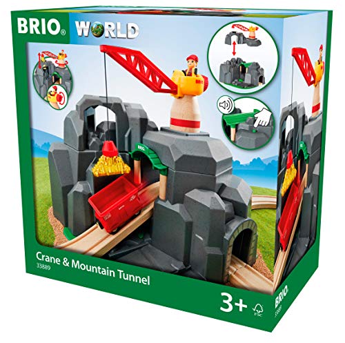 Brio World - 33889 Crane and Mountain Tunnel | 7 Piece Toy Train Accessory for Kids Ages 3 and Up,Multi