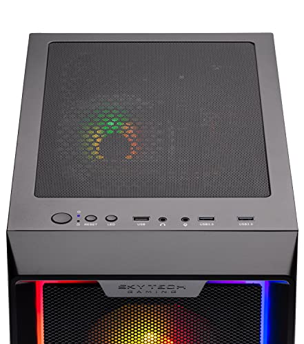 Skytech Nebula Gaming PC Desktop – Intel Core i3 12100F 3.3 GHz, NVIDIA RTX 3050, 500GB NVME SSD, 16GB DDR4 RAM 3200, 600W Gold PSU, Wi-Fi, Windows 11 Home 64-bit