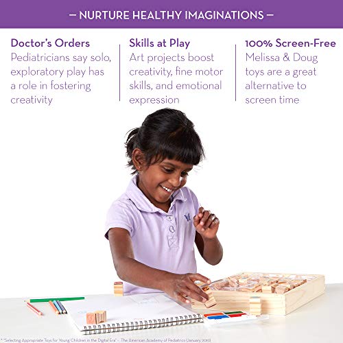 Melissa and Doug Wooden Stamp Set, Favorite Things - 26 Wooden Stamps, 4-Color Stamp Pad - Kids Art Projects, Stamps With Washable Ink, Wooden Stamps For Kids Ages 4+