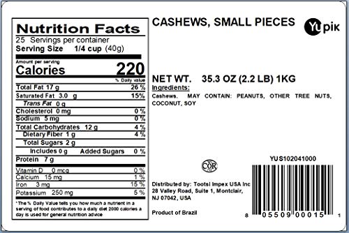 Yupik Nuts Cashews Small Pieces, 2.2 lb