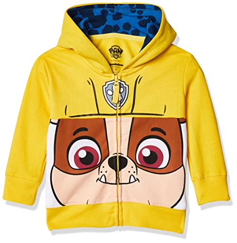 Nickelodeon Toddler Boys' Paw Patrol Character Big Face Zip-Up Hoodies, Rubble Yellow, 3T