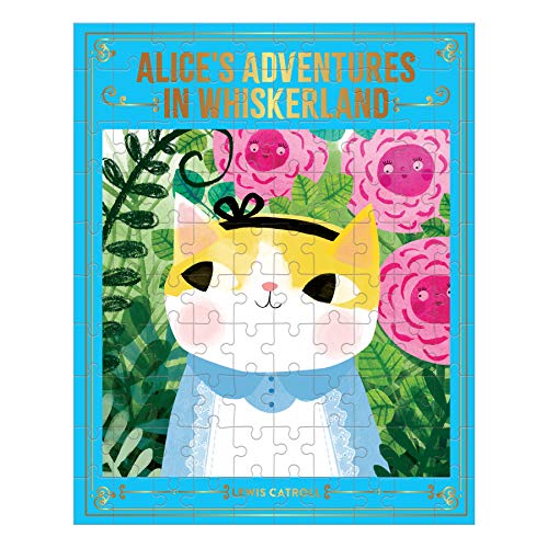 Mudpuppy Alice’s Adventures in Whiskerland Bookish Cats Puzzle, 100 Pieces, 10.75” x 13.5” – Jigsaw Puzzle for Ages 6 and Up, Features an Adorable Cat Portrait of Alice with Foil Embellishments