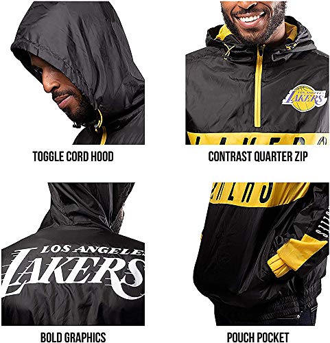 Ultra Game NBA Toronto Raptors Mens Quarter Zip Pullover Hoodie Windbreaker Jacket, Black, Small