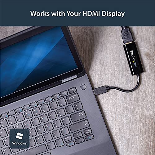 StarTech.com USB 3.0 to HDMI Adapter - 1080p (1920x1200) - Slim/Compact USB Type-A to HDMI Display Adapter Converter for Monitor - External Video and Graphics Card - Black - Windows Only (USB32HDES)