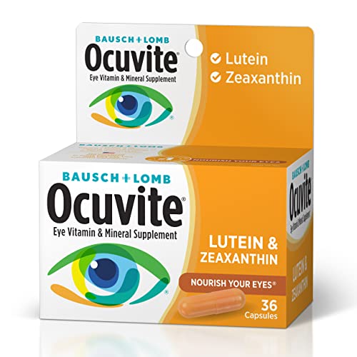 Ocuvite Eye Vitamin and Mineral Supplement with Lutein, Contains Zinc, Vitamins C, E, and Zeaxanthin, 36 Capsules (Pack of 2)
