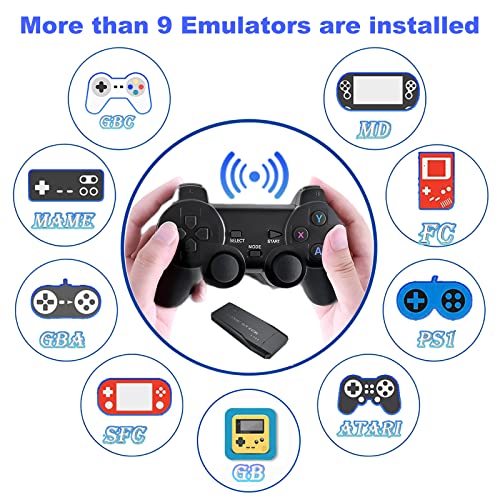 Wireless Retro Game Console,Retro Game Stick,Nostalgia Stick Game,4K HDMI Output,Plug and Play Video Game Stick Built in 10000+ Games,9 Classic Emulators, with Dual 2.4G Wireless Controllers(64G)