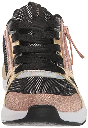Skechers Kids Street Shine Status 2.0 - Sleek Shin Sneaker, Black/Rose Gold, 6 Big Kid