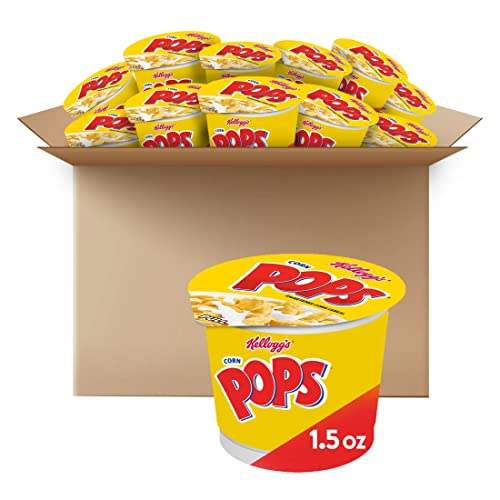 Corn Pops Cold Breakfast Cereal Cups, 8 Vitamins and Minerals, Kids Snacks, Original (12 Cups)