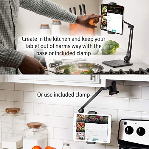 Twelve South HoverBar Duo for Tablets | Adjustable Arm with Weighted Base and Surface Clamp Attachments for Mounting Device