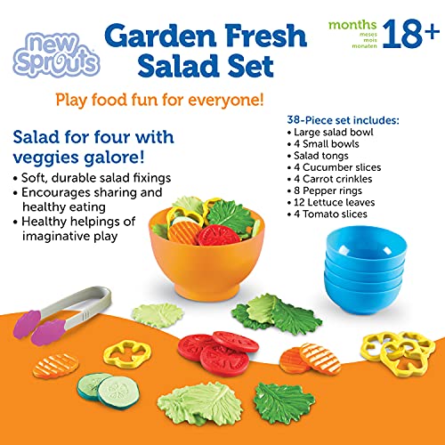 Learning Resources New Sprouts Garden Fresh Salad Set - 38 Pieces, Ages 18+ Months Pretend Play Food, Play Food for Toddlers, Toddler Kitchen Play Toys