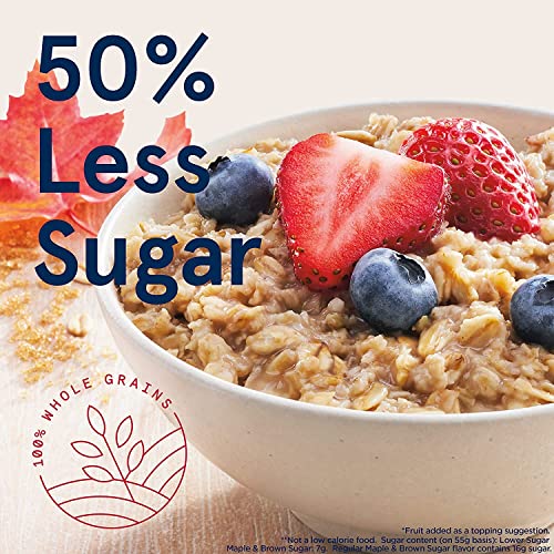 Quaker Instant Oatmeal Lower, Maple and Brown Sugar, 1.19 Oz, Pack of 44