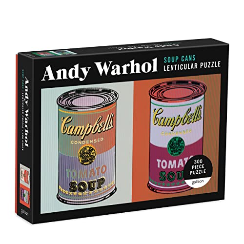 Andy Warhol Soup Cans Jigsaw Puzzle, 300 Pieces, 24” x 18” – Lenticular Jigsaw Puzzle Featuring Shifting Iconic Andy Warhol Artwork–Thick, Sturdy Pieces, Challenging Family Activity, Great Gift Idea