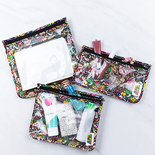 Bumkins Travel Bag, Nintendo Super Mario Toiletry, Baby, TSA Approved Pouch, Zip Bag, Quart Size Compliant, Clear-Sided, Diaper Bag Organization, Makeup, Accessories