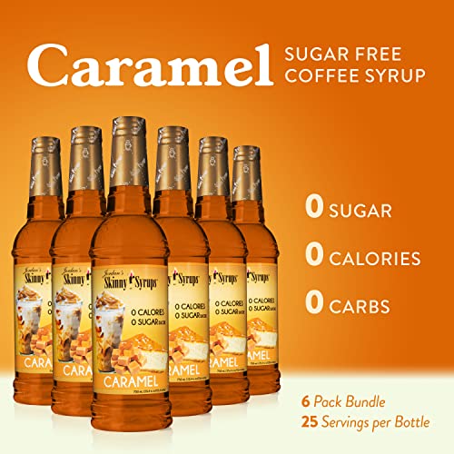Jordan's Skinny Syrups Caramel, Sugar Free Coffee Flavoring Syrup, 25.4 Ounce (Pack of 6)