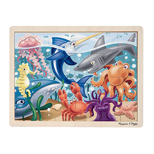 Melissa and Doug Under the Sea Ocean Animals Wooden Jigsaw Puzzle With Storage Tray (24 pcs)