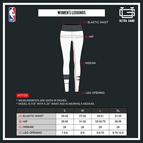 Ultra Game NBA Utah Jazz Womens Leggings Perimeter Fitness Sport Yoga Pants, Black, Medium