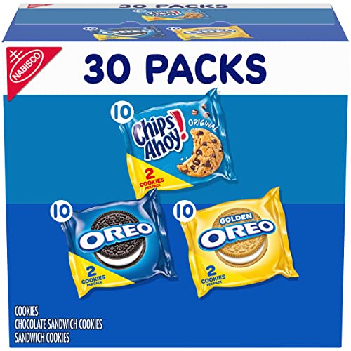 Nabisco Sweet Treats Cookie Variety Pack OREO, OREO Golden and CHIPS AHOY!, 30 Snack Packs (2 Cookies Per Pack)