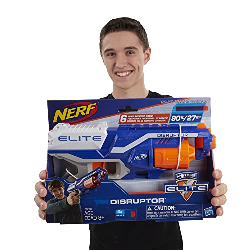 NERF Disruptor Elite Blaster -- 6-Dart Rotating Drum, Slam Fire, Includes 6 Official Nerf Elite Darts -- For Kids, Teens, Adults