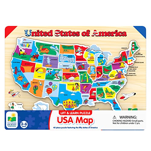 The Learning Journey Lift and Learn Puzzle - USA Map Puzzle for Kids - Preschool Toys and Gifts for Boys and Girls Ages 3 and Up - United States Puzzle for Kids - Award Winning Toys