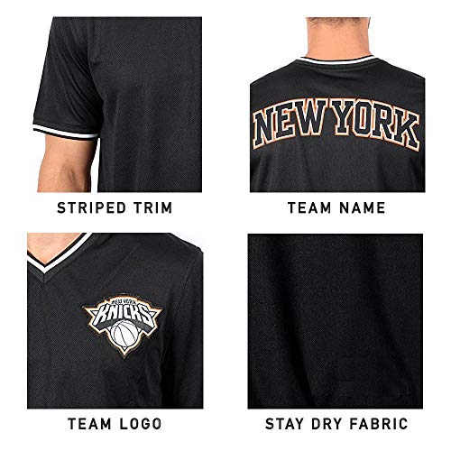 Ultra Game NBA Oklahoma City Thunder Mens Jersey V-Neck Mesh Short Sleeve Tee Shirt, Black, Medium