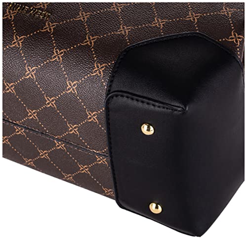 NINE WEST womens Brooklyn Jet Set Carryall SATCHEL, Brown/Black, One Size US