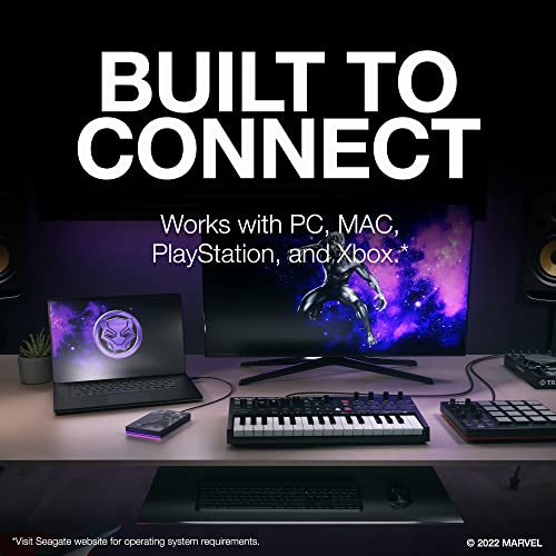 Seagate Black Panther SE FireCuda External HDD - USB 3.2, Customizable RGB LED Magenta, Works with PC, Mac, Playstation, and Xbox, 1-yr Rescue Services (STLX2000401)