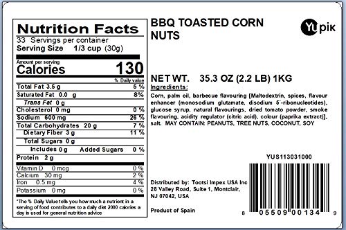 Yupik Barbecue Nuts, Toasted Corn Nuts, 2.2 lb, Crunchy Snack