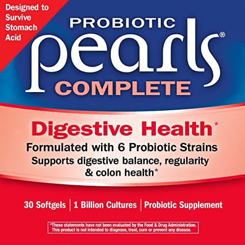 Nature's Way Probiotic Pearls Complete, 1 Billion Live Cultures, 6 Strains, Supports Digestive Health*, Survives Stomach Acid, 30 Softgels