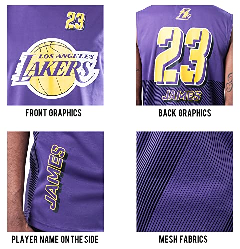 Ultra Game NBA Los Angeles Lakers - Lebron James Mens Active Tank Top, Team Color, Small