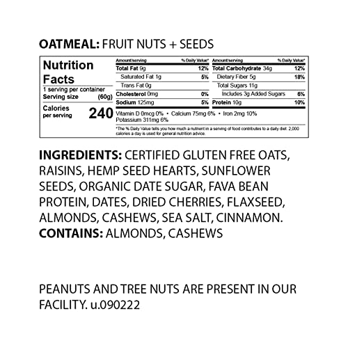 The Gluten Free Brothers, Protein Oatmeal Cup (Pop-up), Fruit, Nuts and Seeds, 2 Ounce (Pack of 6), Gluten Free, Non GMO