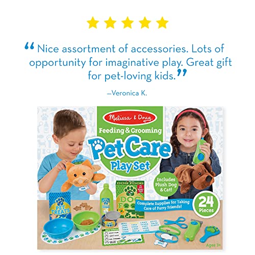 Melissa and Doug Feeding and Grooming Pet Care Play Set - Pretend Play Vet Toy Veterinarian Kit For Kids