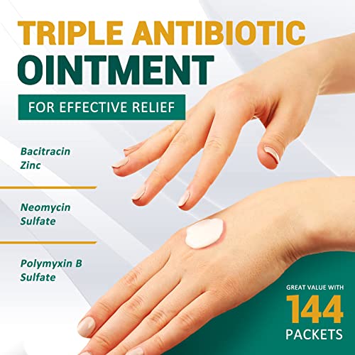 MED PRIDE Triple Antibiotic Ointment [144 Packets x 0.9g Each]- First Aid Antibiotic Cream - Travel-Size Individual Antibiotic Ointment Packets for Burns, Scrapes, Cuts, Wound Care