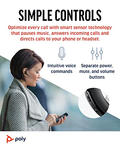 Poly Voyager Legend Wireless Headset (Plantronics) - Single-Ear Bluetooth w/Noise-Canceling Mic - Voice Controls - Mute and Volume Buttons - Ergonomic Design -Connect to Mobile/Tablet via Bluetooth -FFP