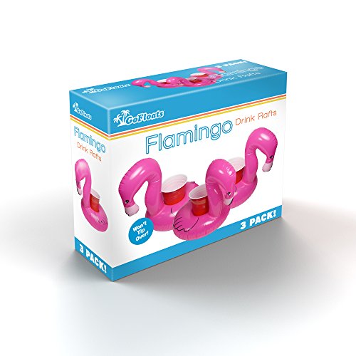 GoFloats Inflatable Pool and Hot Tub Drink Holders (3 Pack) (Choose - Unicorn, Flamingo, Palm Tree and More)