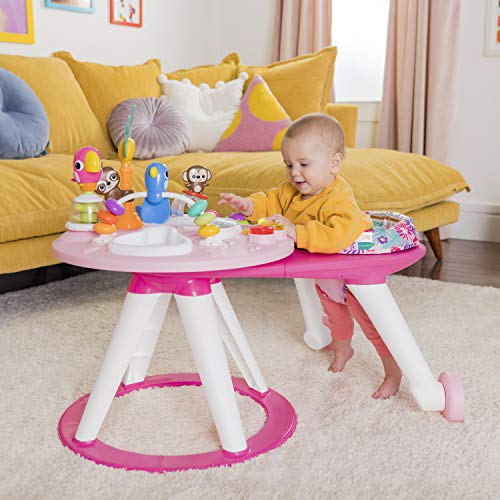 Bright Starts Around We Go 2-in-1 Walk-Around Baby Activity Center and Table, Tropic Coral, Ages 6 Months+