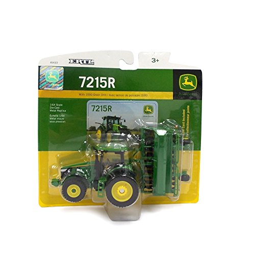 John Deere 1:64 Scale 7215R Tractor with 1590 Grain Drill , Green