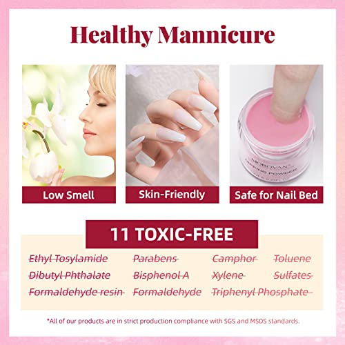 Morovan Dip Powder Nail Kit Starter - 8 Colors Nail Dip Powder Kit Dipping Powder with Base Top Coat Activator Brush Saver Dip Powder Kit for Dipping Nails DIY at Home Salon