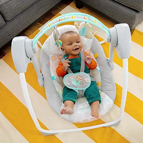 Bright Starts Whimsical Wild Portable Compact Automatic Deluxe Baby Swing with Music and Taggies, Newborn and up